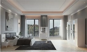 Dormitor Carol,sifonier,comoda,noptiera,pat cu lada Homs, alb, 220x210x50 cm