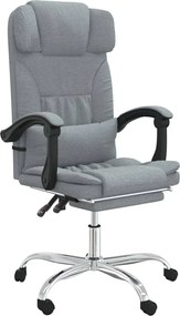 vidaXL Fotoliu de birou rabatabil cu masaj, gri deschis, textil