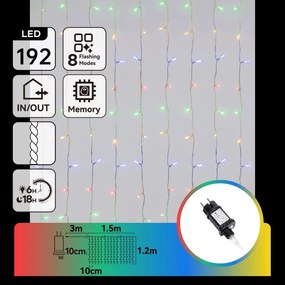 Aigostar - Ghirlandă LED de exterior pentru Crăciun 192xLED/8 funcții 4,5x1,2m IP44 multicolor
