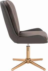 HR690CROSS Scaun Velvet&amp;soft Piele Pu Ciocolată/Cafea Bază Aurie