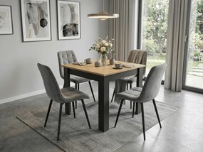 Scaun de masa SPLIT VELVET cu picioare negre, gri inchis