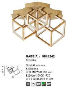 Lustra LED aplicata design modern geometric GABBIA auriu NVL-9818242