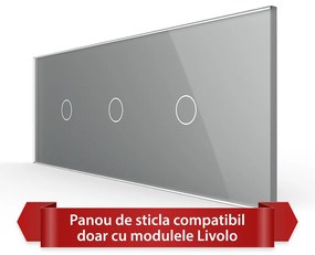 Panou Intrerupator Simplu + Simplu + Simplu cu Touch LIVOLO din Sticla, Standard Italian – 6/7M
