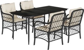 vidaXL Set mobilier de grădină cu perne, 5 piese, negru, poliratan