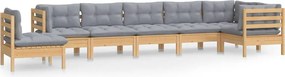 vidaXL Set mobilier de grădină cu perne gri, 8 piese, lemn masiv pin