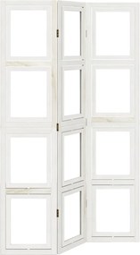 vidaXL Paravan cameră 3 panouri, alb, lemn masiv paulownia