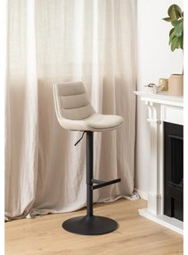Scaun de bar negru/bej cu înălțime ajustabilă (înălțime șezut 65 cm) Adisa – Actona