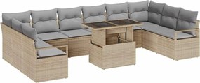 vidaXL Set de canapele pentru grădină 11 pcs Beige și gri deschis