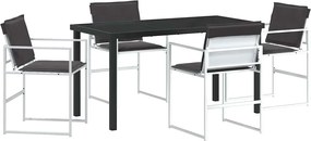 vidaXL Set de masă pentru grădină 5 pcs Alb Oțel vopsit electrostatic