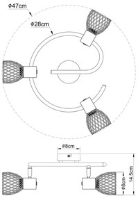 Globo 54817-3 - Lampă spot ISABELLE 3xE14/40W/230V