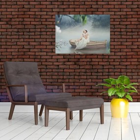 Tablou pe sticlă - Femeia pe barcă (70x50 cm)