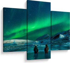 Tablou cu oameni la Aurora borealis (90x60 cm)