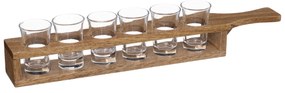 Tava pentru servirea drink-urilor, din lemn, 6 pahare