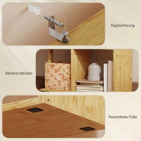 HOMCOM Librărie modernă și asimetrică cu 5 niveluri din bambus, 62.5 x 23 x 165 cm, lemn | Aosom Romania