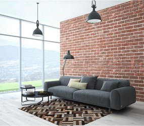 Covor de lux din piele, maro/negru/bej, patchwork, 170x240 , KOŽA TYP 2