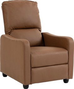 HOMCOM Fotoliu Relax Reclinabil Manual 155° cu Suport pentru Picioare, din Piele Ecologică PU, pentru Living și Dormitor, Maro închis | Aosom Romania