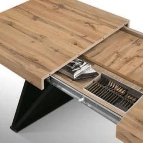 Masa Carole extensibila, picior Mdf - RUSTIC - 160 cm / 90 cm / h 77