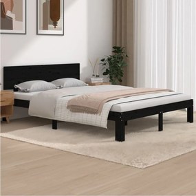 810479 vidaXL Cadru de pat, negru, 140x190 cm, lemn masiv de pin