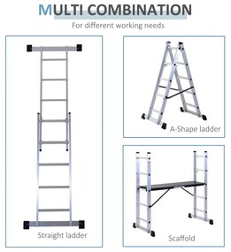 Schela cu scara dubla aluminiu  5 trepte 3 moduri utilizare 140 cm