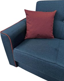 Canapea VERA extensibila, 3 locuri, lada de depozitare, stofa bleumarin + rosu bordo, 225x90x90 Bleumarin + Rosu Bordo, Stofa