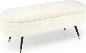 Bancheta pentru hol AVEIRO, stofa buclata crem, 120x46x40 cm