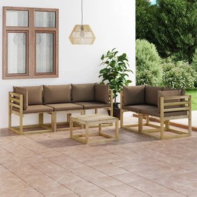 3065185 vidaXL Set mobilier de grădină cu perne gri taupe, 6 piese