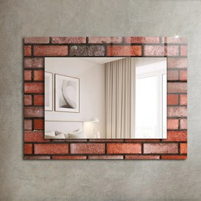 Decorare de perete cu oglindă Perete de cărămidă roșie