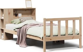 vidaXL Pat cu bibliotecă fără saltea, 100x200 cm, lemn masiv pin