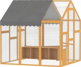 PawHut Coteț pentru găini 3,07 m² tarc exterior din lemn cu husă impermeabilă, încuietoare de siguranță, pentru 6-8 găini 1,7 x 1,8 x 1,8 m | Aosom Romania