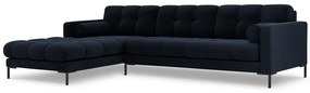 Colțar tapițat Bali, Albastru închis/5 locuri/picioare negre/partea stângă/ L293 x l185 x h75