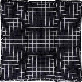 vidaXL Pernă de paleți, negru, 80x80x12 cm, textil, model carouri