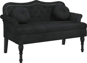 vidaXL Bancă cu perne, neagră, 120,5x65x75 cm, catifea