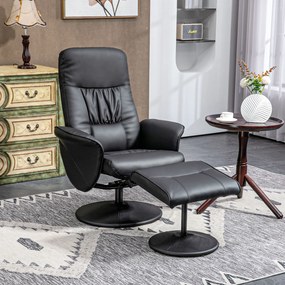 HOMCOM Set de 2 piese Fotoliu cu Taburet Fotoliu de relaxare cu Taburet, reglabil în înălțime, spătar înclinabil, Negru | Aosom Romania
