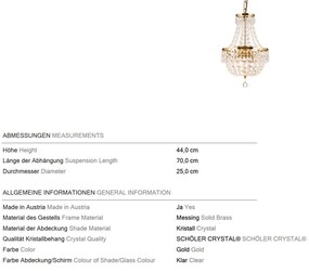 Candelabru cristal design lux Sheraton D-25cm 3L gold plated