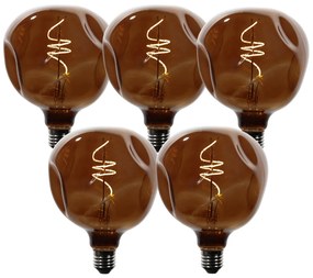 Set de 5 becuri LED E27 dimabile T125 maro 4W 120 lm 1800K