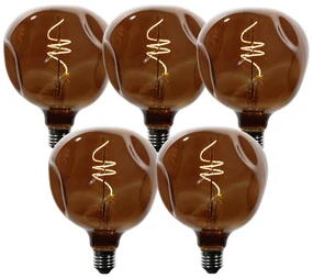 Set de 5 becuri LED E27 dimabile T125 maro 4W 120 lm 1800K