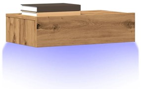 vidaXL Comodă TV cu lumini LED, stejar artizanal, 60x35x15,5 cm