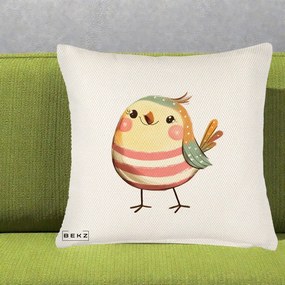 Perna Decorativa Pui Kawaii Pastel Dungat, 40x40 cm, Crem Reliefat, Husa Detasabila, Perna Inclusa, BEKZ®