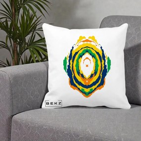 Perna Decorativa Oval Abstract Multicolor, 40x40 cm, Alba Mata, Husa Detasabila, Perna Inclusa, BEKZ®