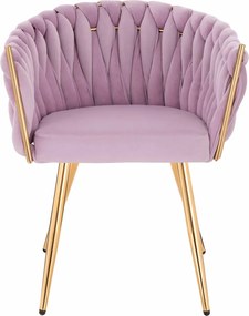 HR750 Scaun cu picioare Aurie Mov din Catifea