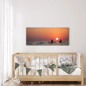 Tablou cu canoiști în apus de soare (120x50 cm)