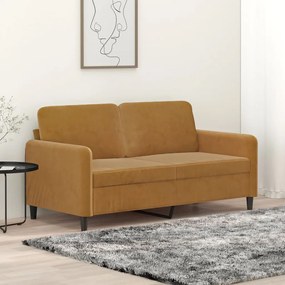 349050 vidaXL Canapea cu 2 locuri, maro, 140 cm, catifea