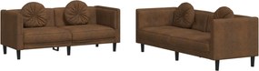 vidaXL Set de canapele cu perne, 2 piese, maro, catifea