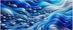 Tablou – Pești în valuri (120x50 cm)