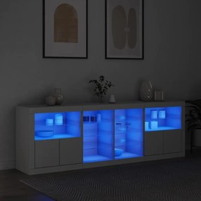 3209044 vidaXL Servantă cu lumini LED, alb, 202x37x67 cm