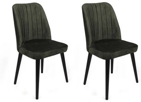 Set 2 scaune haaus Alfa, Kaki/Negru, textil, picioare metalice