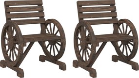 vidaXL Scaune de grădină, 2 buc., 58x58x78,5 cm, lemn masiv de brad