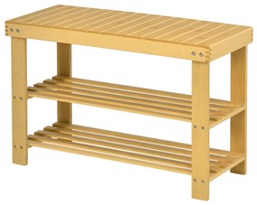 HOMCOM Pantofar tip Băncuță pentru Hol cu 3 Niveluri, 70x28x45 cm, Lemn natural | Aosom Romania