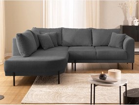 Colțar gri închis cu tapițerie din chenille (cu colț pe partea stângă/în formă de ”L”) Mauris – Ropez