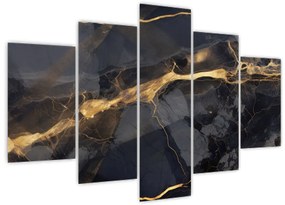 Tablou - Negru - decor auriu (150x105 cm)